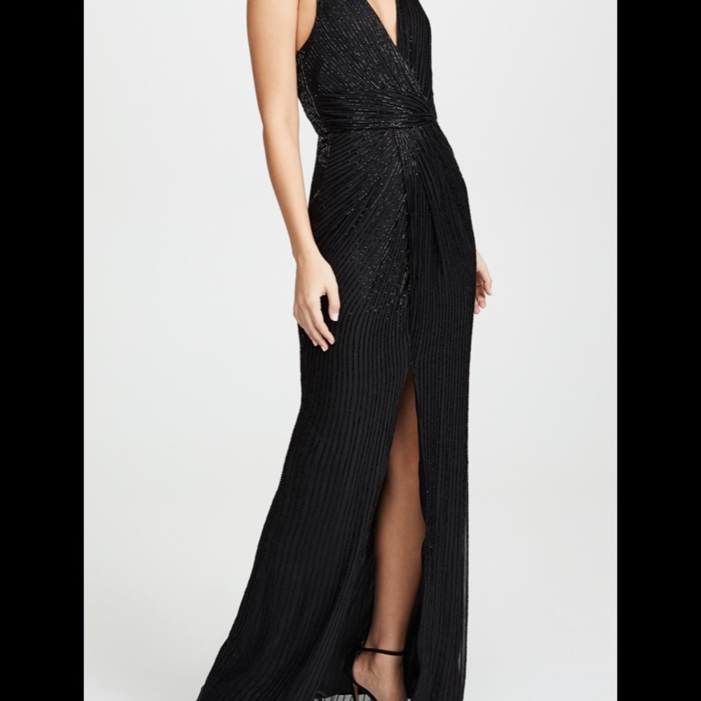 Parker Black Beaded Evening Gown